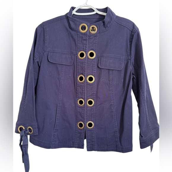Jackets & Blazers - Women's Navy Jean Jacket with Gold Accents